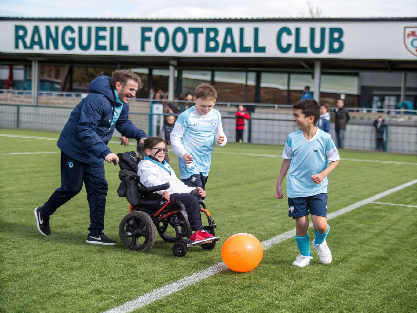 Community members gathered around the pitch supporting the team